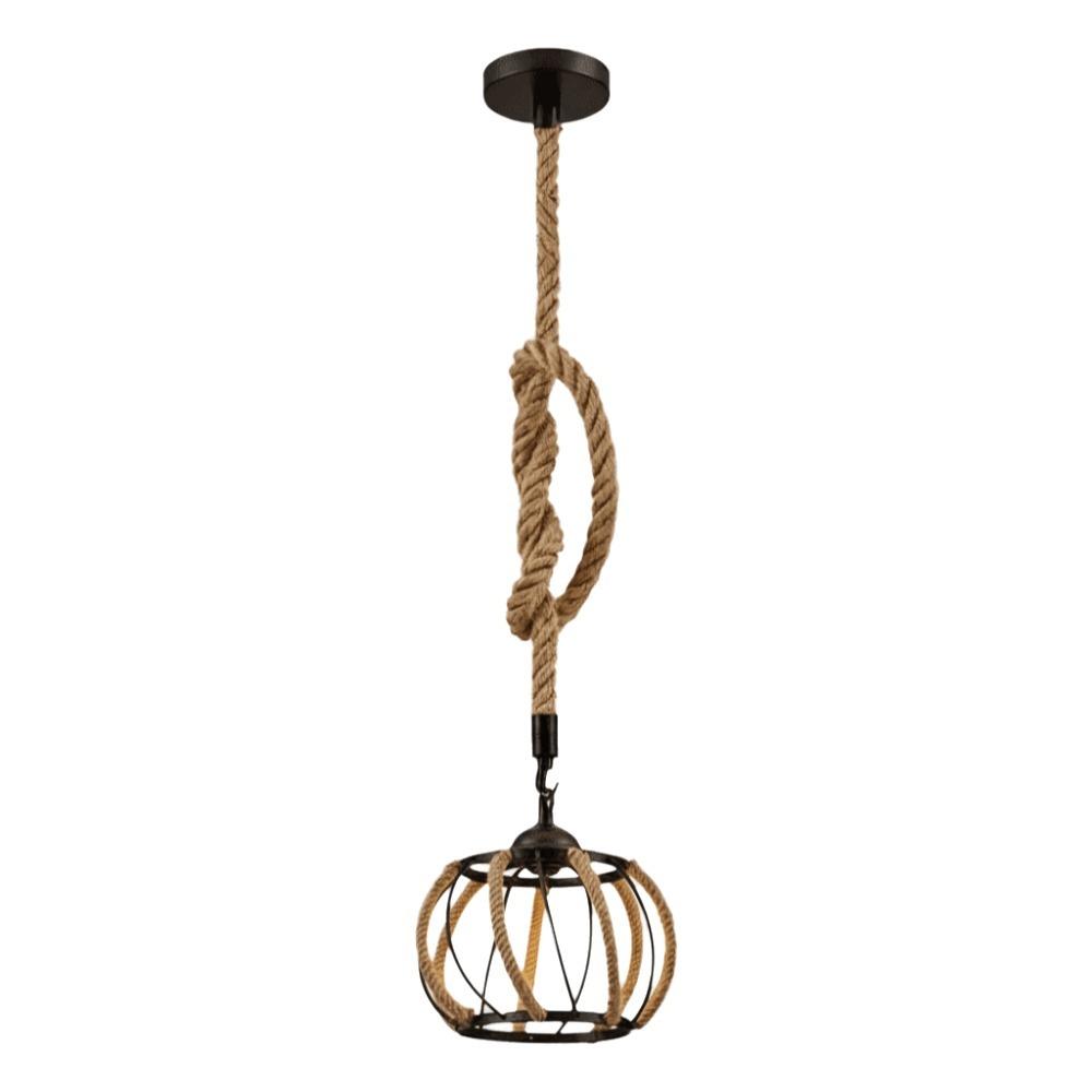 Creative Retro Hemp Rope Pendant Lights Industrial Style Iron Hanging Lamp Woven Design Cafe Lighting Bedroom