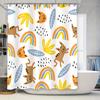 Creative Cartoon Shower Curtain With Rainbows Cats Blue Yellow Orange Decorative Bath Mat Set For Home Decoration In Bathroom Ac