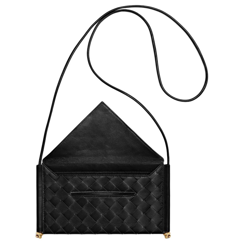 Bottega Veneta Solstice Muse Brass Finish Flap Magnetic Closure Calfskin Phone Bag Women phone bag black 805975V4R421019