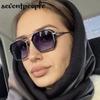 Steampunk Vintage Square Sunglasses Women  Luxury Brand Trendy Metal Polygon Double Beam Sun Glasses Outdoor Shades UV400