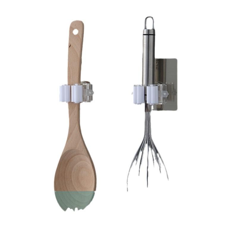 Brushed Grey Traceless Mop Rackmop Clip No-drilling Traceless Broommop Hook Clip Mop Slot
