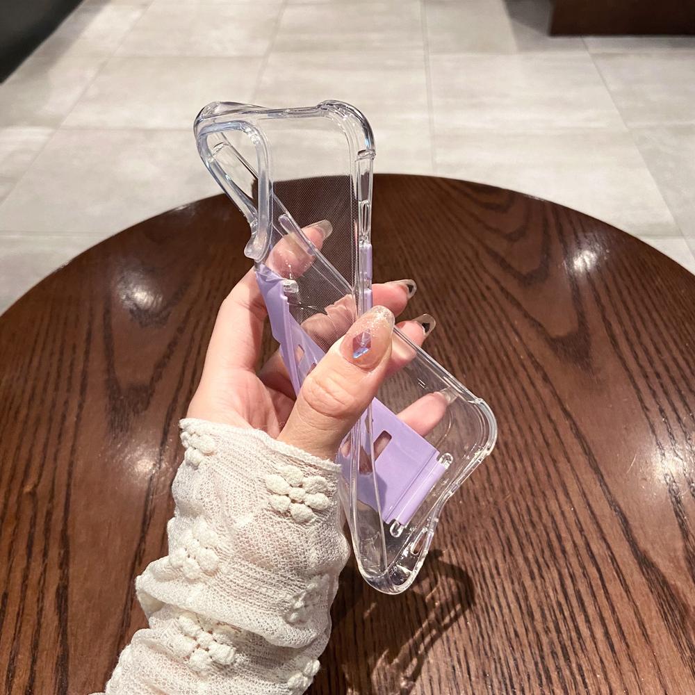 Airbag Shockproof Elastic Wrist Strap Phone Case For Iphone 14 12 11 13 Pro Max Xr X Xs 7 8 Plus Clear Soft Anti -Knock Cover