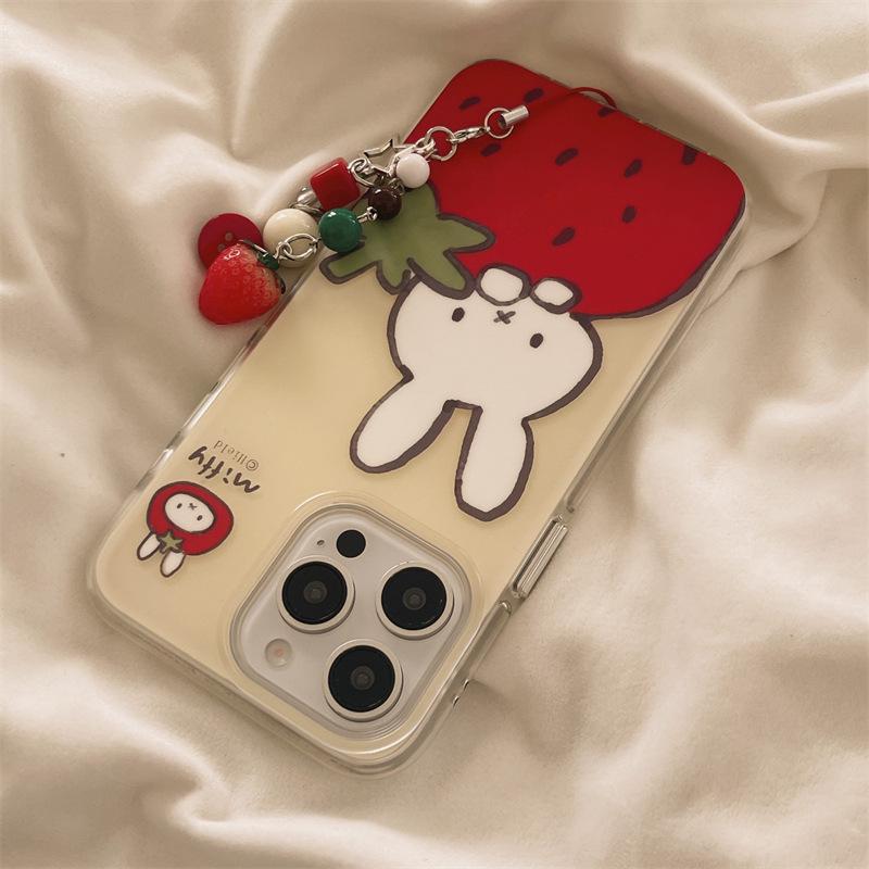 Japanese and Korean Cartoon Strawberry Hanging Decoration Suitable for Apple 16 Mobile Phone Case IPhone 15 Promax14 Mifee Rabbit 13