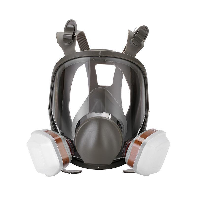 Full Face Silicone Gas Mask for Spray Painting, Chemical Pesticide Protection, Anti-Gas Filter, Wide View.