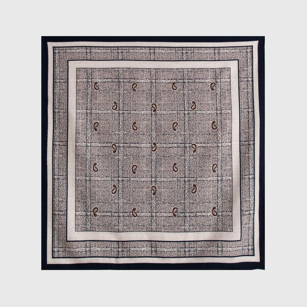 Paisley Cashew Silk Wool Scarf - Women's Autumn/Winter Hand-Rolled High-End Square Neck Tie, 70x70 cm
