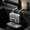 Adjustable Faucet Rack Kitchen Sink Sponge Holder, Double Layer Iron Organizer, Rustproof Utility Hollow Design Storage for Dish Soap And Cleaning