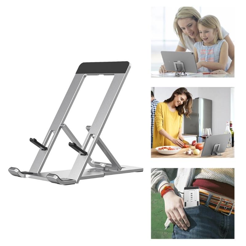 Adjustable Aluminum Folding Stand With Slip proof Silicone Pad For Smartphones Tablets 4-12Inch Easy Viewing
