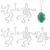 6Pcs 3 Styles Brass 5 Claw Blank Pendant Cabochon Settings, Open Back Settings, Silver, 37~46x30~34x1.5mm, Hole: 1.5mm, 2pcs/style