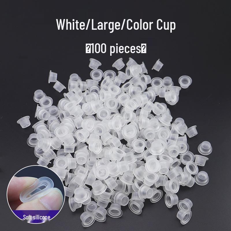 Disposable Microblading Pigment Ring Cups for Eyebrow, Eyeliner, and Eyelash Extensions - 100 Pieces