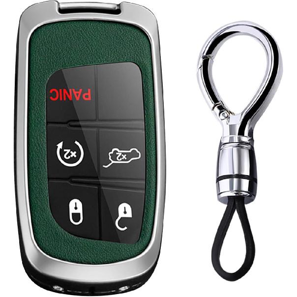 2/3/4/5 Tasten Smart Key Fob Hülle mit Schlüsselanhänger Passend für Jeep Fernbedienung Schlüssel Hülle Case Kompatibel mit Jeep Grand Cherokee für Dodge Challenger Charger