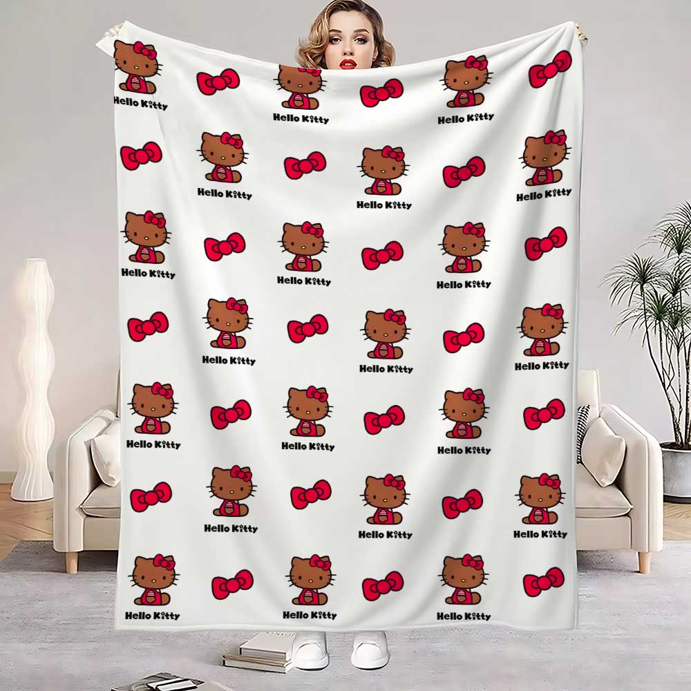 

Kawaii Hellos Cat Knee Blanket for Living Room Decorative Bed Blankets Bedroom Decoration Home Bedspread the Sofa Throw Winter 75x90cm