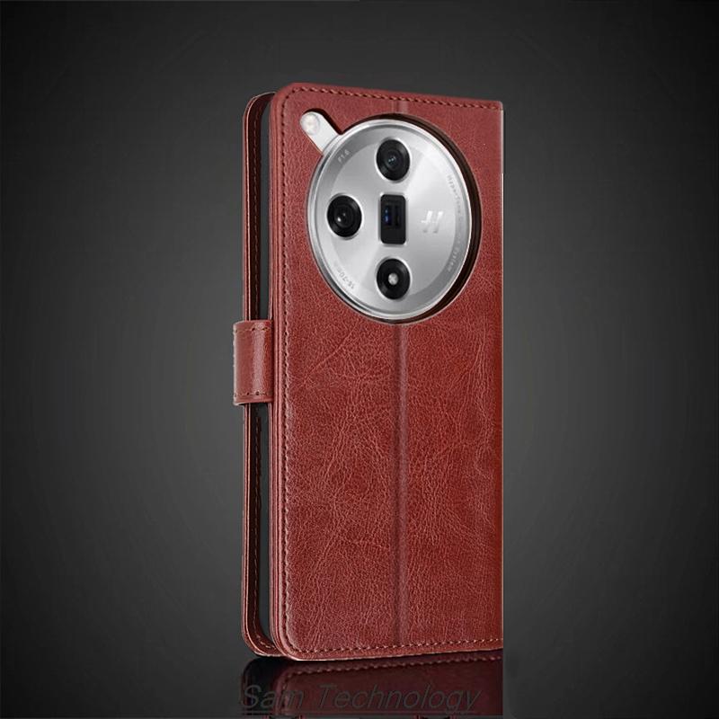 Pouzdro na karty s pouzdrem pro OPPO Find X7 z umělé kůže, retro peněženka, pouzdro na telefon OPPO Find X7 Business, pouzdro Coque