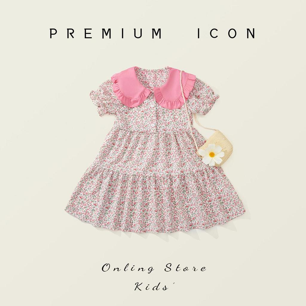 Girls' Floral Summer Dress 2025: Korean Mori Style with Bag - Trendy Pastoral Fashion for Kids