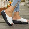 fashion 2024 Women Summer New Wedge with Fish Mouth One Word Drag Thick Bottom Women's Slippers Shoes