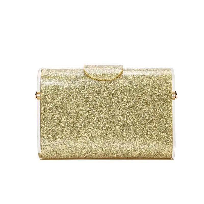 New Fashion Acrylic Evening Bag Brand Clutch Purse Gold Glitter Wallet Mini Chain Shoulder Crossbody Bags For Women Chic Handbag