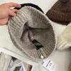 Lamb wool bucket hat women's autumn and winter new big head circumference warm plush basin hat versatile plain face small bucket hat