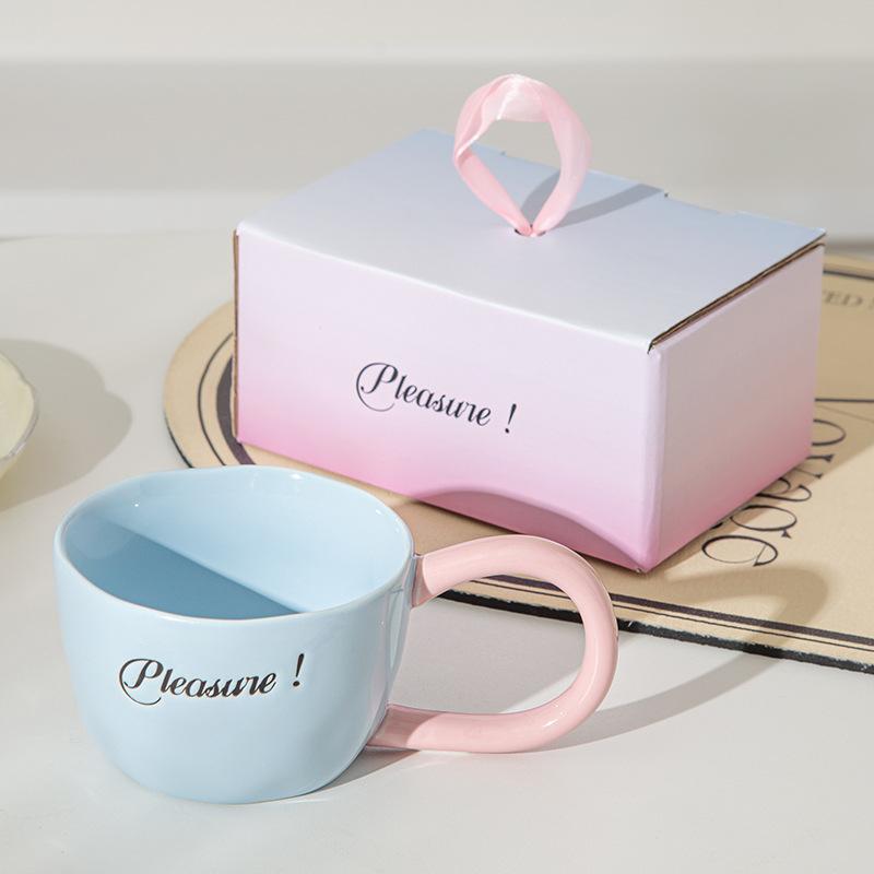 

Свежая цветовая гамма, креативная керамическая кружка макарон, чашка для кофе и воды, для пары, для послеобеденного чая, офисная чашка для овса на завтрак 300ml синий