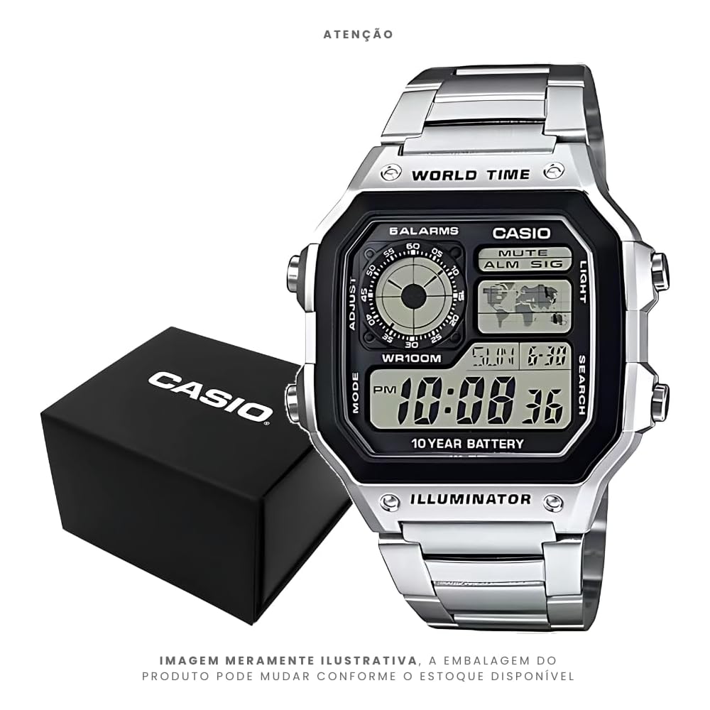 Casio Standard AE-1200WHD-1A Men's Watch Stainless Steel Band Analog Digital Display