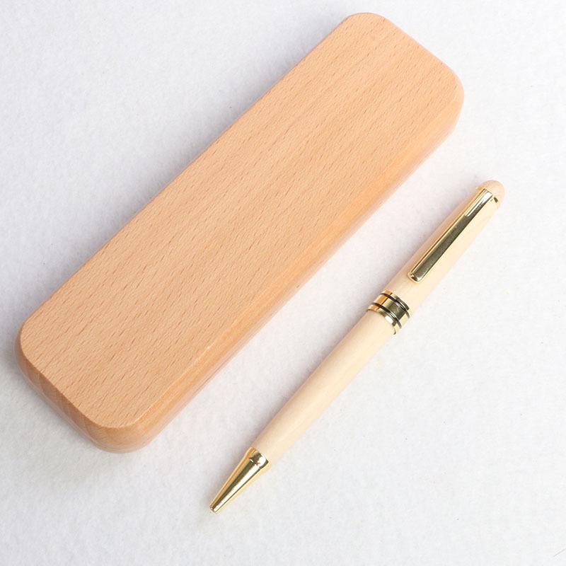 Engraved Maple & Beech Wood Pen Set: Creative Ballpoint and Fountain Pen with Gift Box