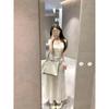 Gentle wind jacquard short-sleeved dress women's summer niche casual elegant lace-up temperament hip skirt long dress