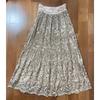 Lily Brown Champagne Gold Lace Embroidery Pleated Skirt