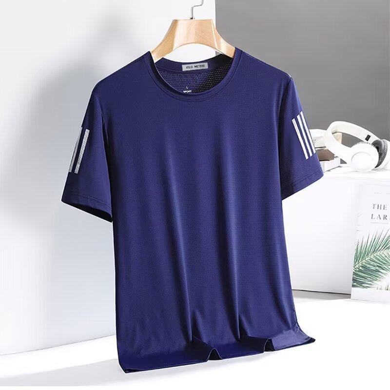Short Sleeve T-Shirt Men'S Summer Thin Mesh Ice Silk Loose Top Half Sleeve Men'S Casual Large Size T-Shirt Quick Drying T
