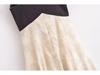 2025 Spring Women's European & American Style Color Block Jacquard Spaghetti Strap Long Dress