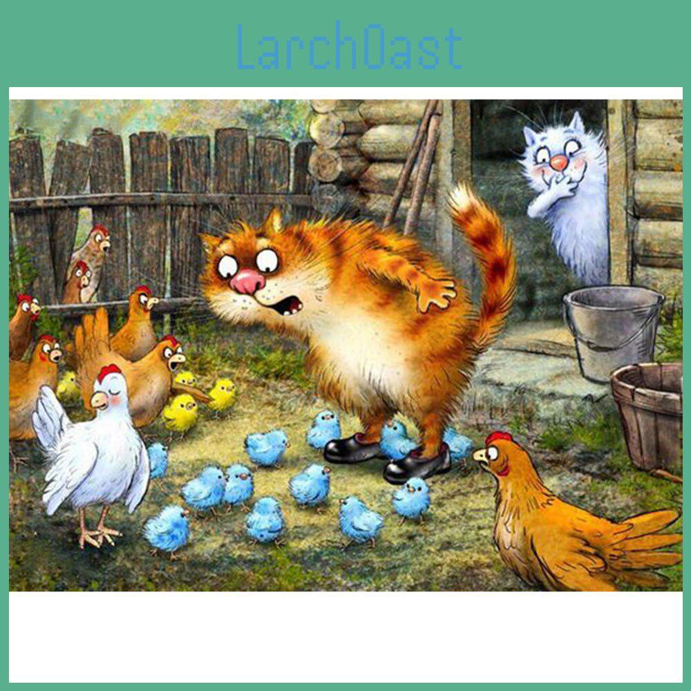 Kits Painting 5d Diy Diamond Stone Home Decoration Cross Stitch Cartoon Cat And Chicken Hanging Painting Embroidery Diamond