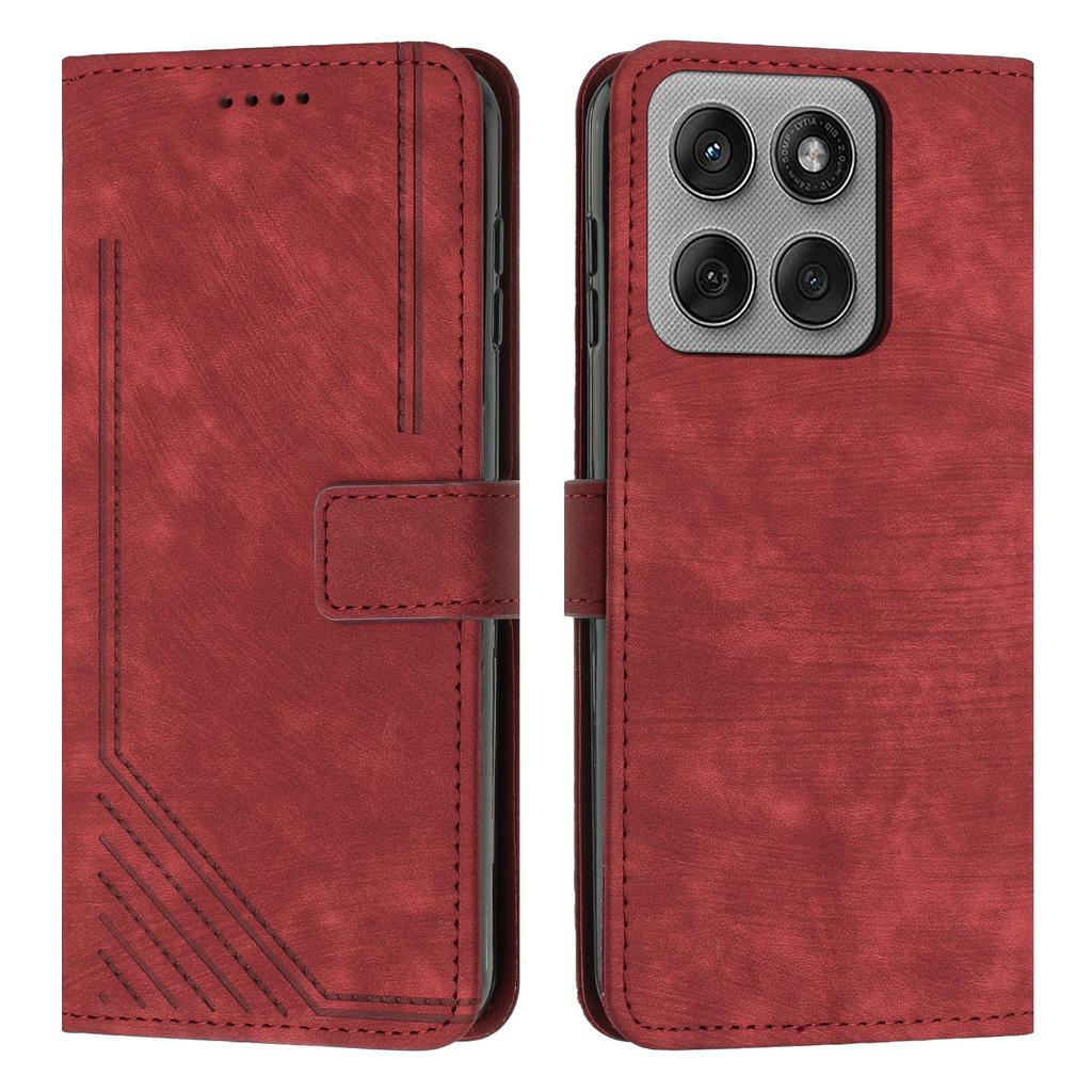 For Motorola Edge 60 Pro 5G Stand Case Imprinted Lines Leather Phone Cover