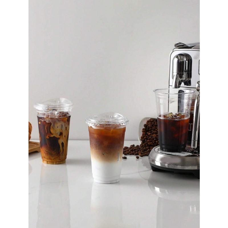 10pcs Clear Cups for Ice Cream Coffee Fruit Juice Drinks 12oz Plastic Cups with Sip Lids Disposable Cups for Iced Coffee Milkshake Cold Drinks