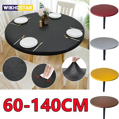 New 60-140cm Weding Round Table Cover Waterproof Case Dining Table Oil-Proof Elastic Tablecloth Fitted Wedding Decoration Hotel