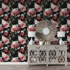 Red Floral Peel and Stick Wallpaper Black White Vintage Flower Removable Contact Paper Vinyl Self-Adhesive Wall Paper for Decor