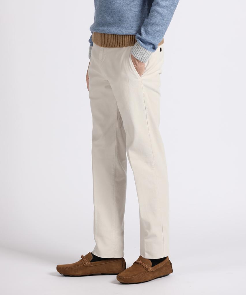PANICALE Ivory Brushed Cotton Slim Fit Pants