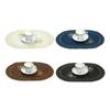 Linen Placemat Embroidery Butterflies Pattern Oval Heat-Resistant Stain-resistant Placemat Dining Accessories