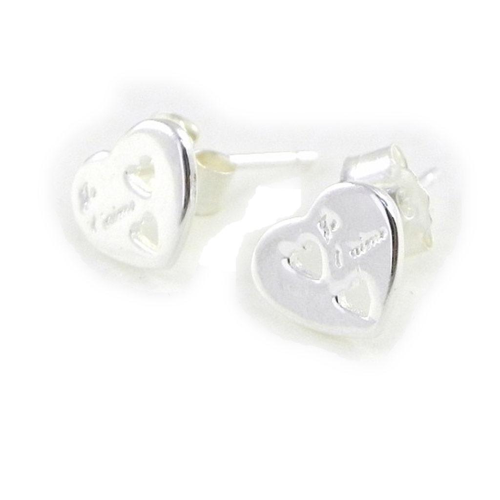 Les Trésors De Lily [D7289] - Silver Earrings 'I Love You'