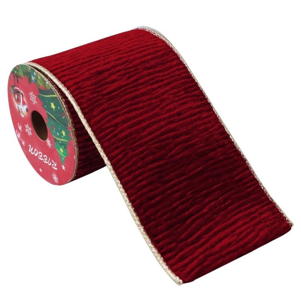 8.9cm Width Christmas Ribbon Velvet Gift Webbing DIY Craft Bow Material Xmas Tree Wreath