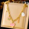 Trendy Rainbow Dopamine Resin Flower Pendant Eye Butterfly Chain Necklace