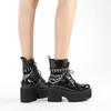 Fashion Women Boots Punk Style Platform Boots High Quality Leather Gothic Women Ankle Booties Chain Chunky Thick Sole Boots Botas Mujer