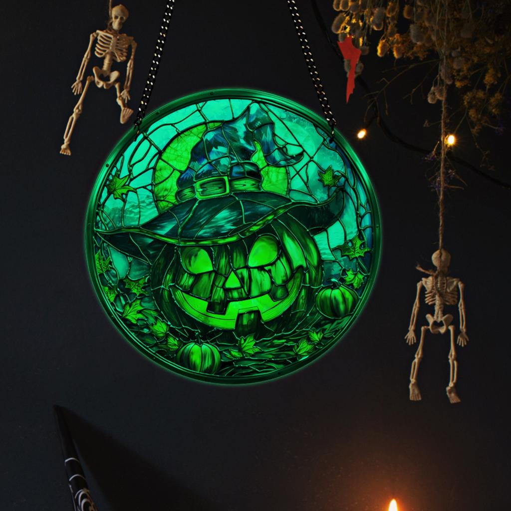 2D Acrylic Translucent Pendant Halloween Luminous Pumpkin Decoration Hanging Plate 20cm
