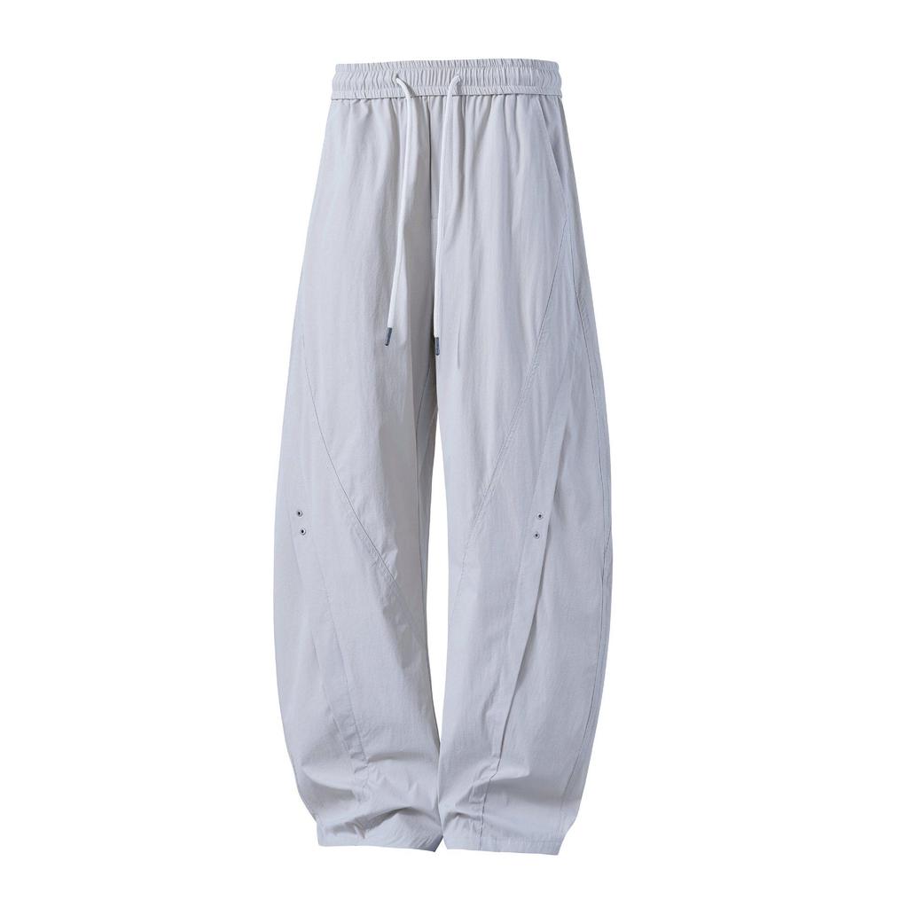 2026 Men's Summer Ice Silk Straight-Leg Pants: Comfortable, Fashionable, Loose Fit with Curved Blade Design