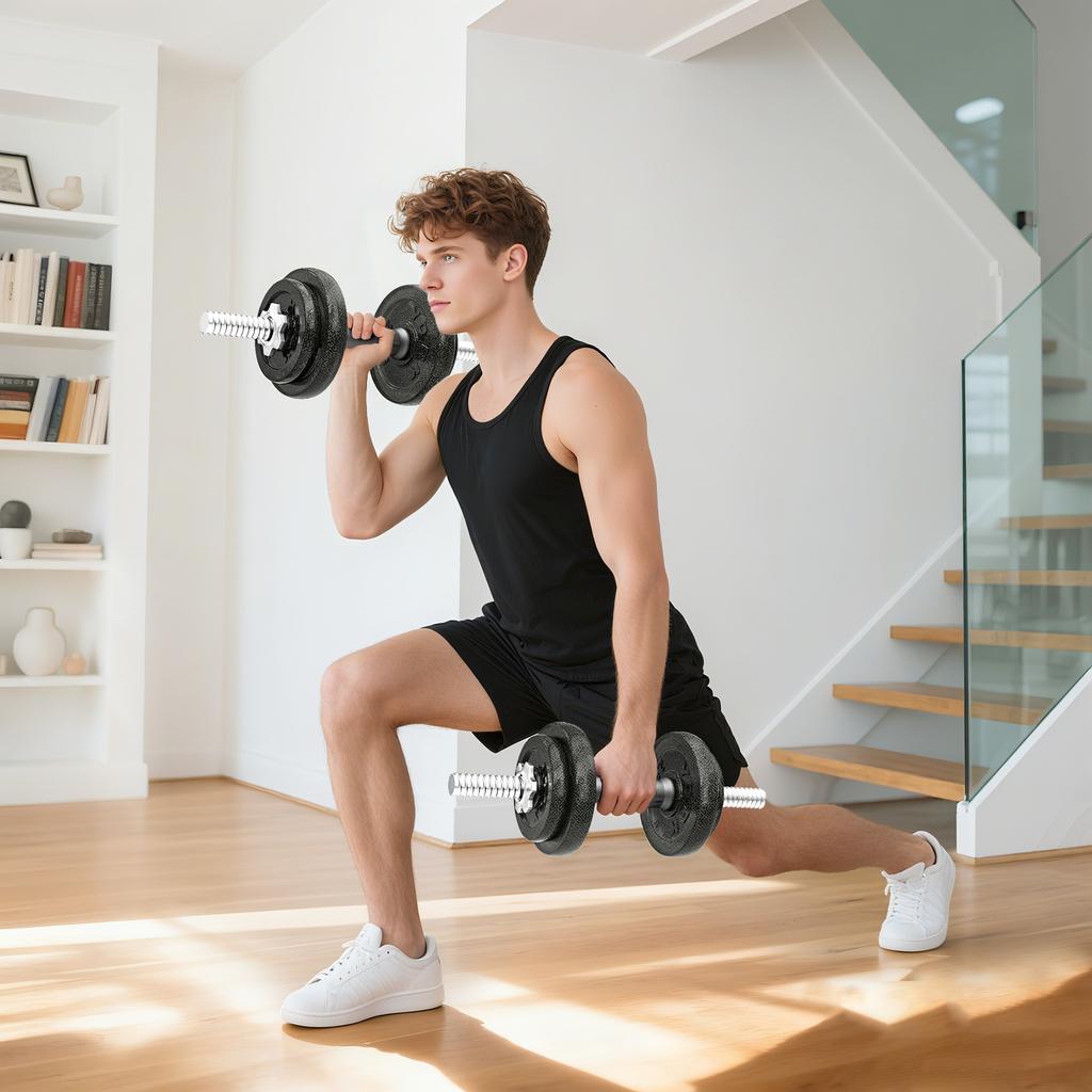 Dumbbell Set 2-in-1 Dumbbells Barbell Adjustable Up To 20 KG with Non-Slip Grip for Home Strength Training, Gray