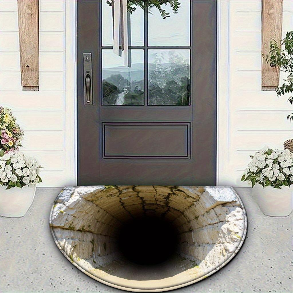 

Retro Semi-Circle Visual Trap Carpet Entry Door Porch Non-Slip Foot Mat Entry Door Floor Mat Home Decoration 40x60cm 16x24inch