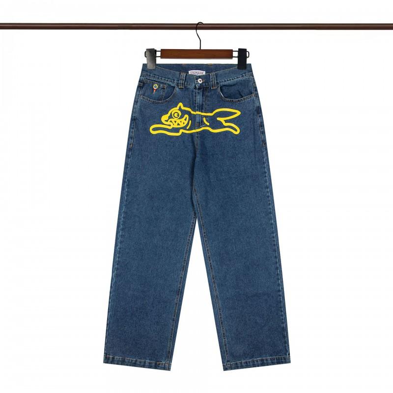 BBC ICECREAM Graphic Embroidered Denim Shorts Mens High Street Straight Leg Fashion Casual