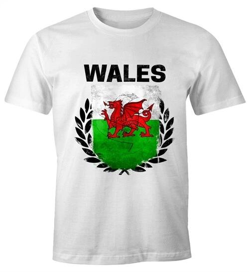 European Cup T-Shirt Mens Football Wales Flag Vintage Fan Shirt MoonWorks L