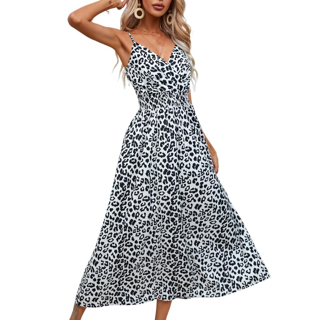 Women's Summer Casual Fashion Color Dresses V-Neck Sleeveless Dresses