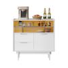 Schrank, Badezimmerschrank, Sideboard mit Lichtleiste, 80 cm breit, Glastür
