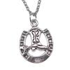 Hammered Horseshoe Pendant Necklace Western Cowboy Lucky Charm 40cm Short Chain