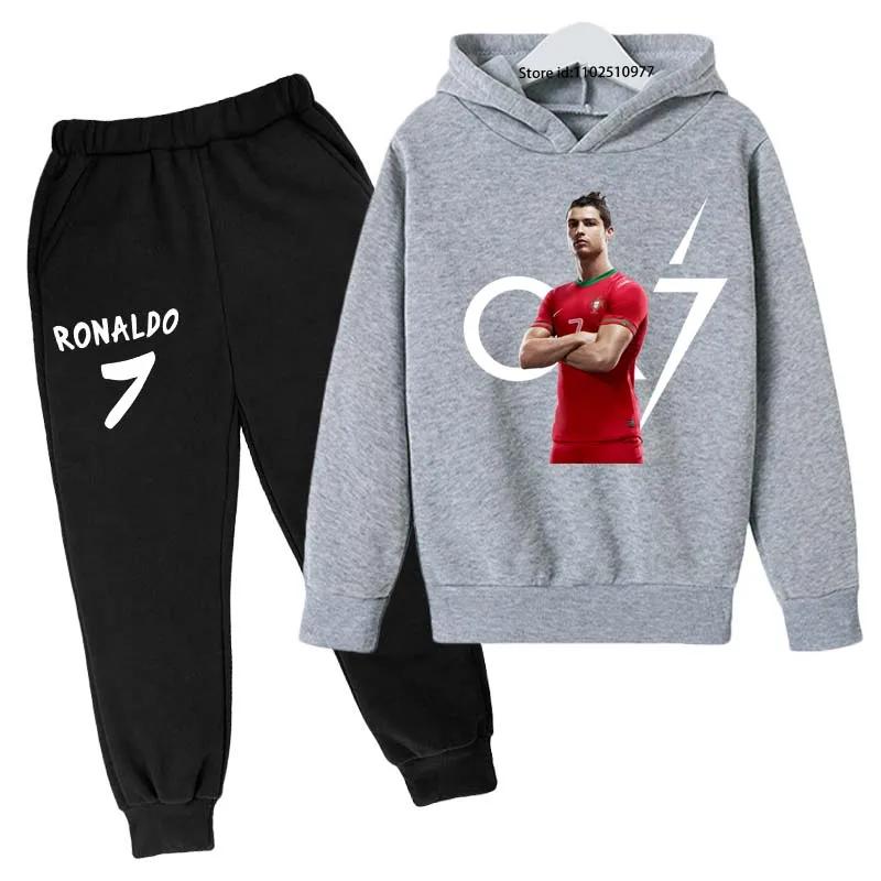 Children's Hoodie Cute Bear Print Sweatshirt Top+trousers 2P Boys Girls Boys Pullover Outdoor Sports Charming Fashion Casual Set