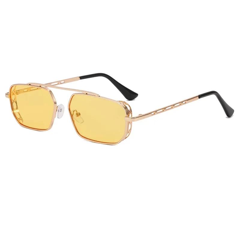 

Vintage Red Rectangle Sunglasses Women Brand Steampunk Pink Ocean Lens Small Metal Men Sun Glasses Shades Eyewear Sunnies UV400 жовтий