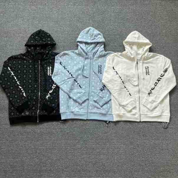 Chrome Heart Pure Cotton Terry Zip-Up Hoodie with Hood
